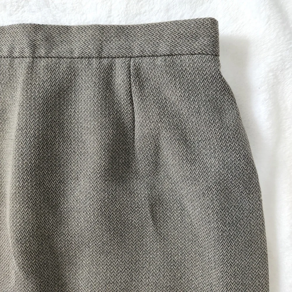Vintage Brooks Brothers‎ Herringbone Mini Skirt Back Slit Straight Cut Women's 0